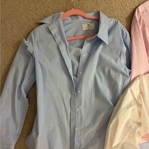 Babaton Light Blue Striped Dress Shirt